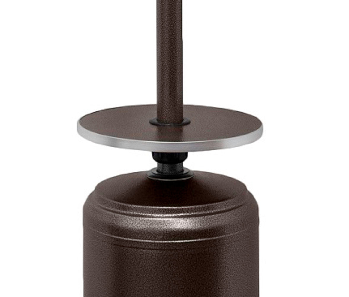 Hiland 87" Tall Outdoor Patio Heater with Table -HLDS01-CGT- Hammered Bronze- Middle Part Table