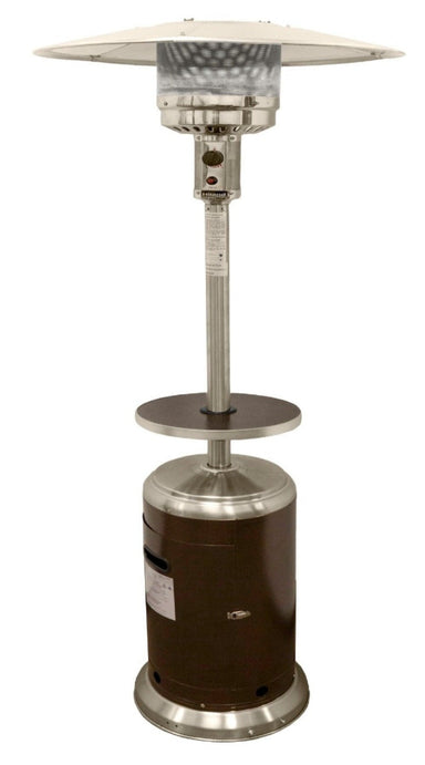 Hiland 87" Two Tone Outdoor Patio Heater with Table- Hammered Bronze & Stainless Steel- HLDS01-SSHGT- Main View