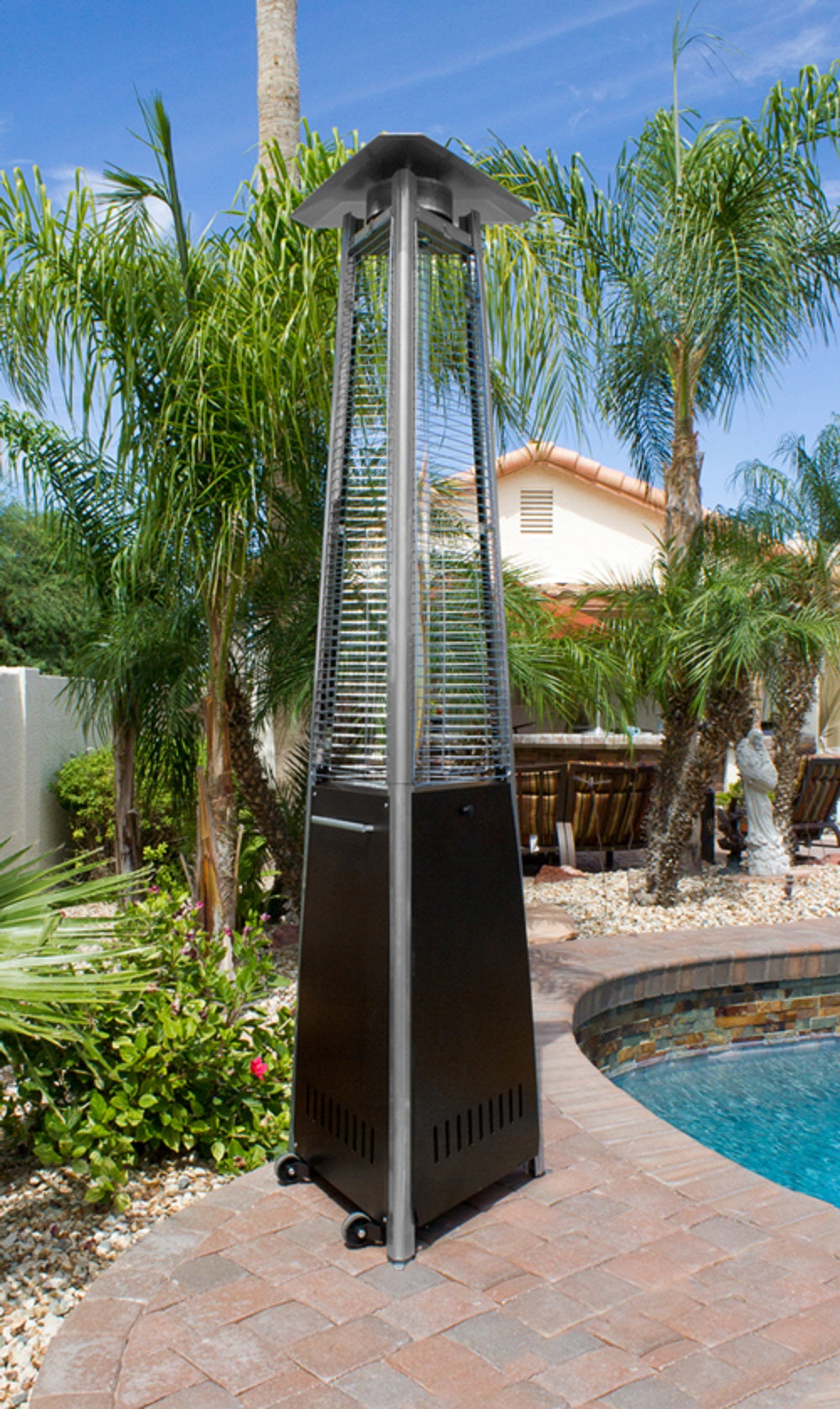 Hiland 94" Tall Commercial Triangle Glass Tube Heater-Hammered Bronze-HLDS01-CGTHG- Lifestyle Pool
