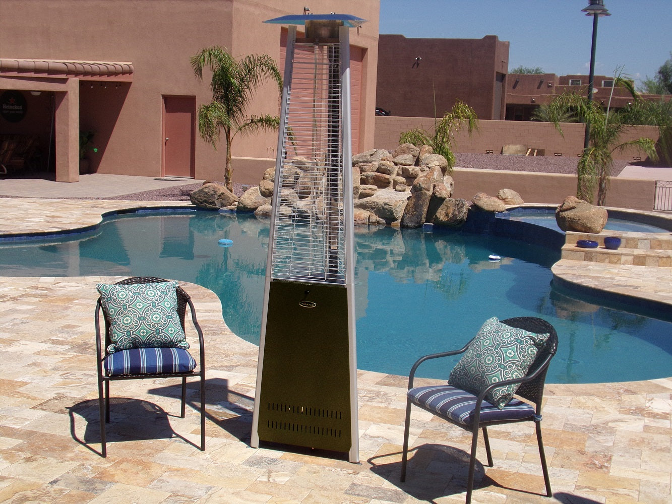 Hiland 94" Tall Commercial Triangle Glass Tube Heater-Hammered Bronze-HLDS01-CGTHG- Lifestyle Swimming Pool