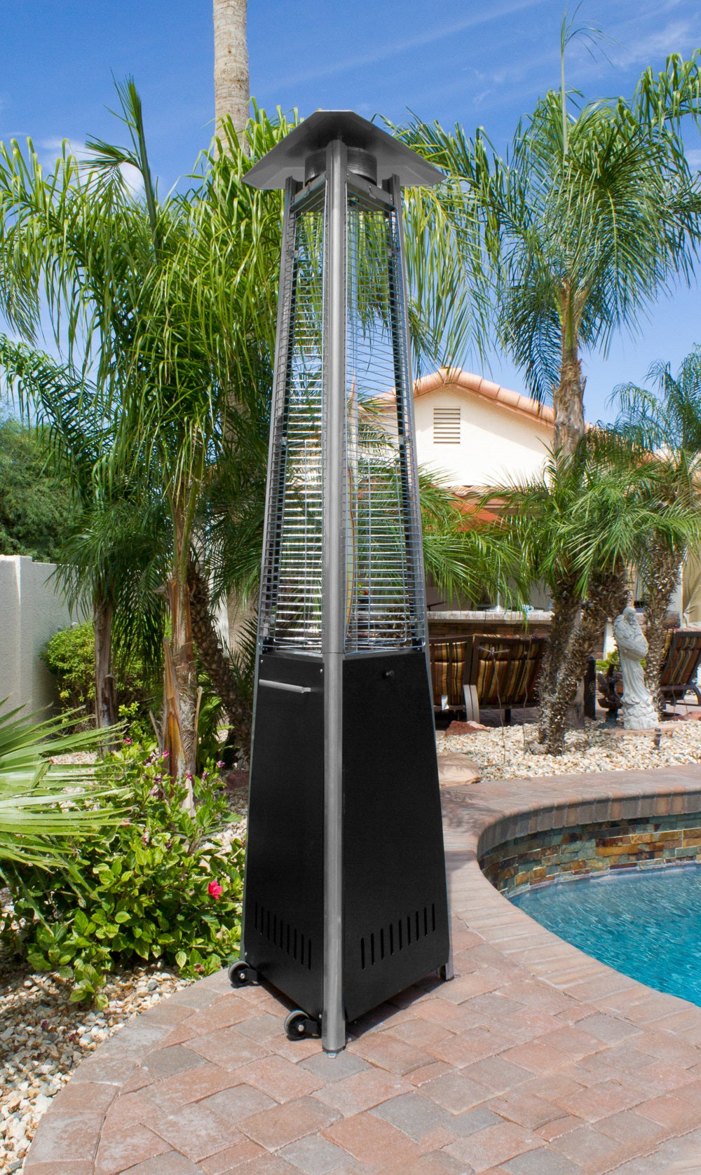 Hiland 94" Tall Commercial Triangle Glass Tube Heater-Matte Black-HLDS01-CGTPC-Lifestyle Pool