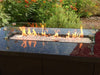 Hiland Fire Pit Rectangular Bar Height Granite Top with Wind Screen -Black-  Close Up Fire GlassFlame