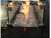 Hiland Fire Pit Rectangular Bar Height Granite Top with Wind Screen - Black- Fire Glass