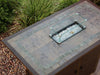 Hiland Fire Pit Rectangular Bar Height Granite Top with Wind Screen - Mocha Brown- AFP-BAR-SLT-  Close up Detail Fire Glass