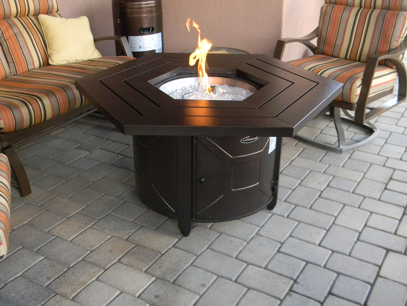 Hiland Hexagon Fire Pit -Hammered Bronze- F-HEX-FPT-Lifestyle Patio