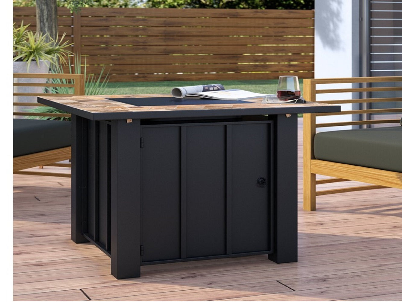 Hiland Square Tile Top Fire Pit- AFP-STT-Lifestyle Patio