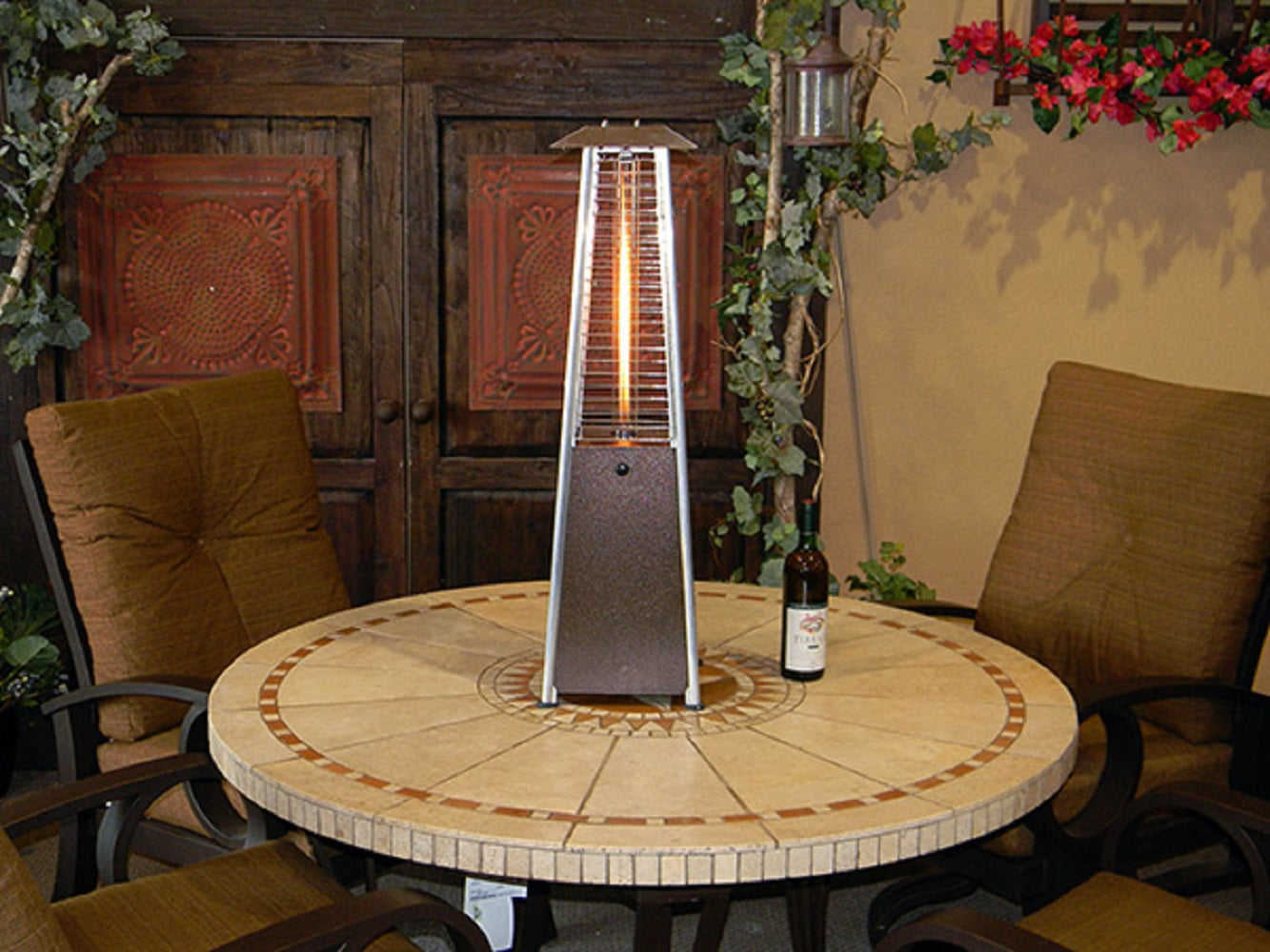 Hiland Tabletop Quartz Glass Tube Heater -Hammered Bronze-HLDS032-GTTHG-Lifestyle Table
