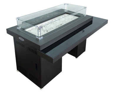 Hiland Two Tiered Glass Top Fire Pit-GSF-RFP- Side View