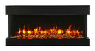 Remii by Amantii 72" BAY-SLIM Series 3 Sided Glass Electric Fireplace- 72-BAY-SLIM- Front View With Brown Mix Yellow Flame