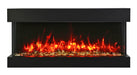 Remii by Amantii 72" BAY-SLIM Series 3 Sided Glass Electric Fireplace- 72-BAY-SLIM- Front View With Brown Mix Orange Flame