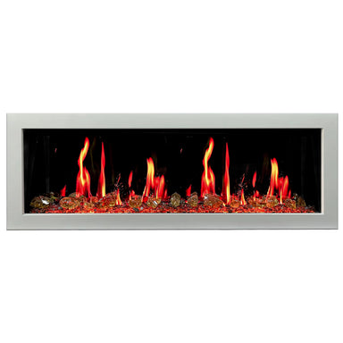 Litdeeer Gloria II 58 Seamless Push-in Electric Fireplace with Reflective Fire Glass_White_-ZEF58VAW-Blaze Midsummer