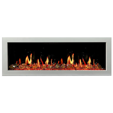 Litdeeer Gloria II 58 Seamless Push-in Electric Fireplace with Reflective Fire Glass_White_-ZEF58VAW-Natural Flame
