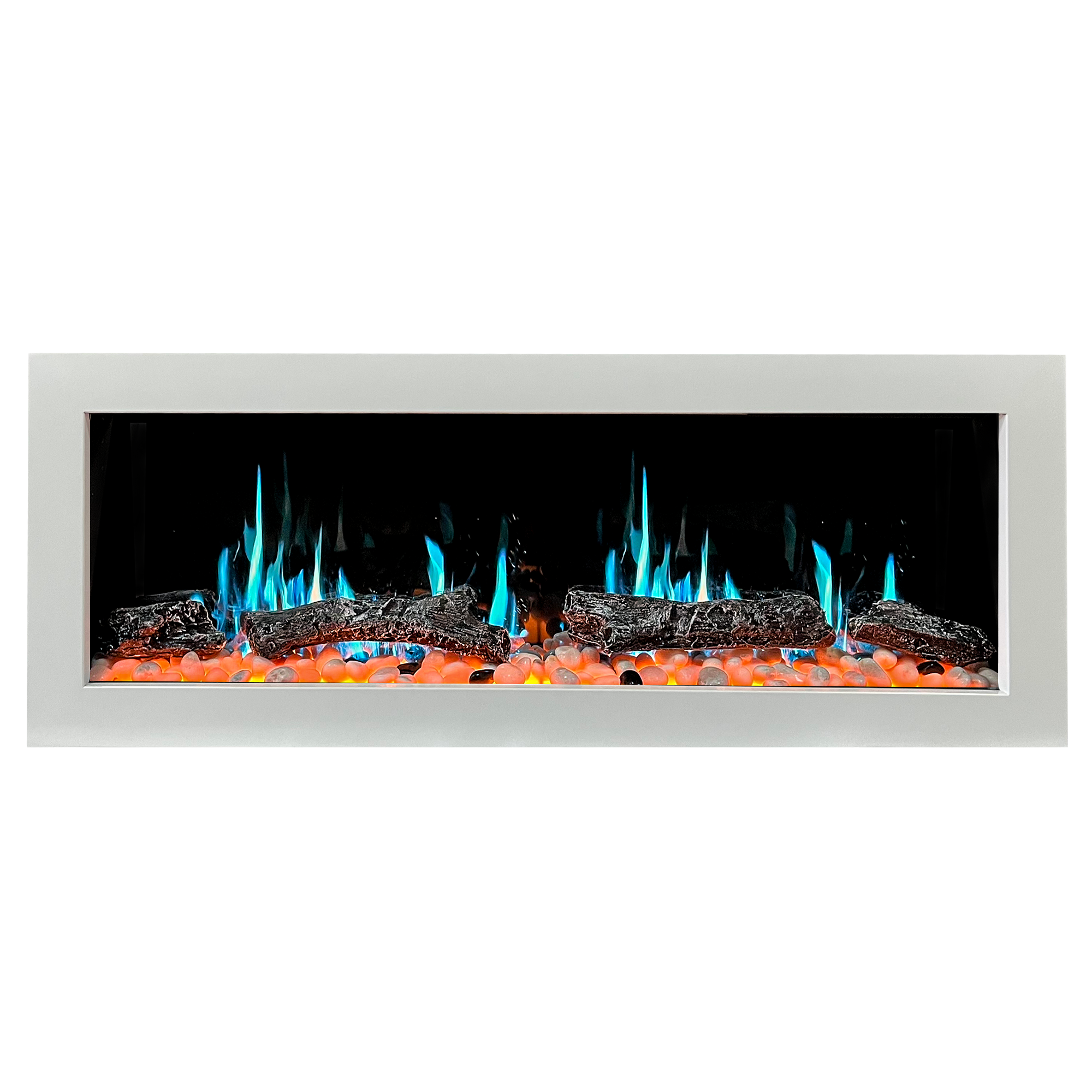 Litedeer GloriaII 48Seamless Push-in Electric Fireplace_White_-ZEF48XW-Skyblue-Flame