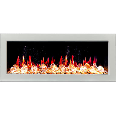 Litedeer Gloria II 48 Seamless Push-in Electric Fireplace with Acrylic Crushed Ice Rocks_White_-ZEF48XCW-Natural Flame