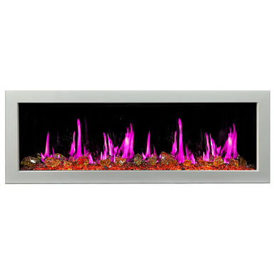 LitedeerGloriaII48Seamless Push-in Electric Fireplace with Reflective Fire Glass_White_-ZEF48XAW-Magenta
