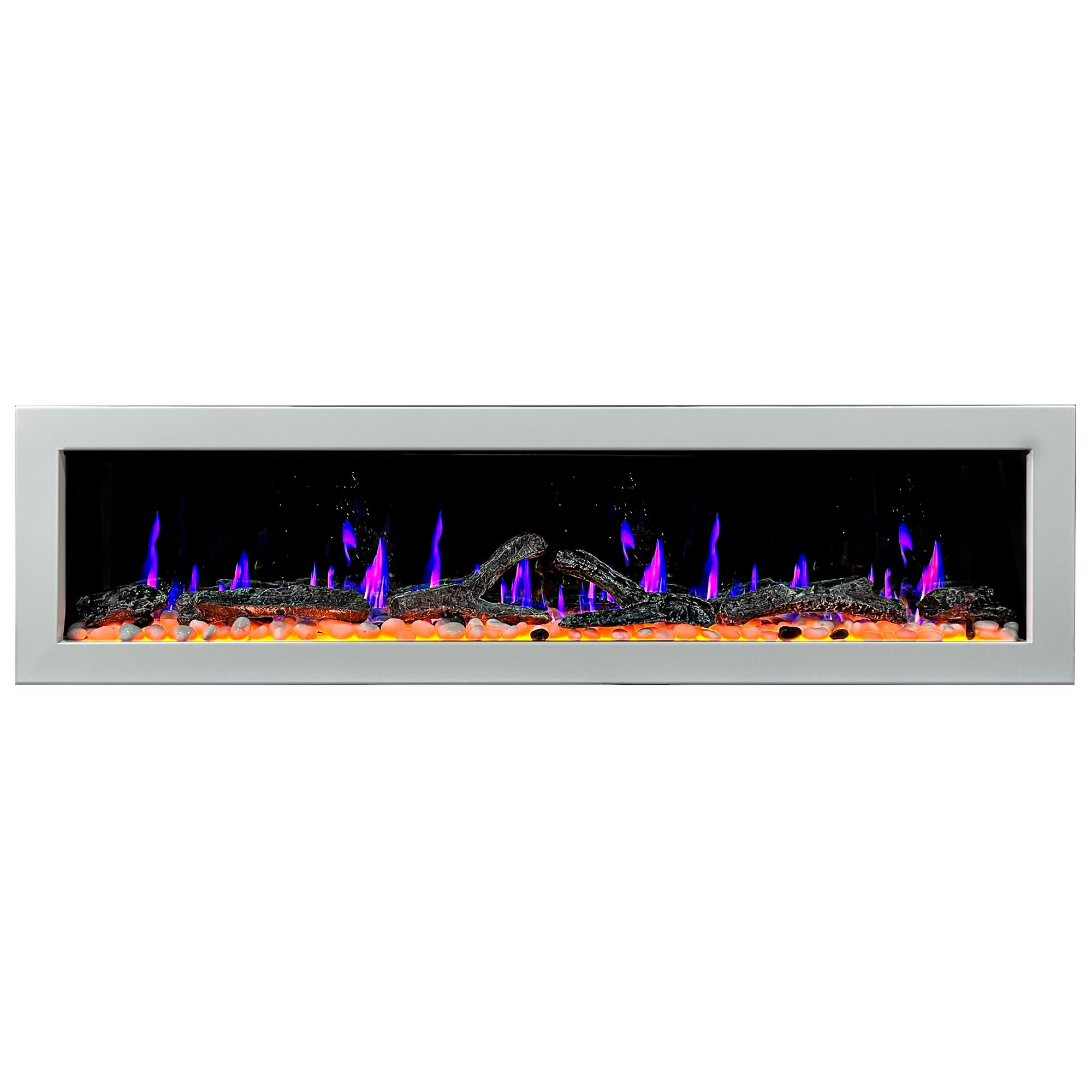Litedeer Gloria II 68 Seamless Push-in Electric Fireplace_White_-ZEF68XW-Violet Blue Flame