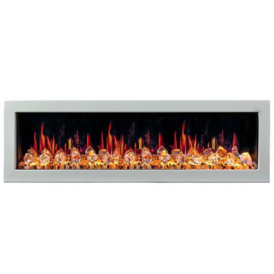 Litedeer Gloria II 68 Seamless Push-in Electric Fireplace with Acrylic Crushed Ice Rocks_White_-ZEF68XCW-Blaze Midsummer