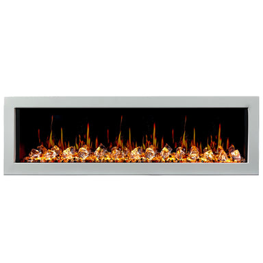 Litedeer Gloria II 68 Seamless Push-in Electric Fireplace with Acrylic Crushed Ice Rocks_White_-ZEF68XCW-Natural Flame