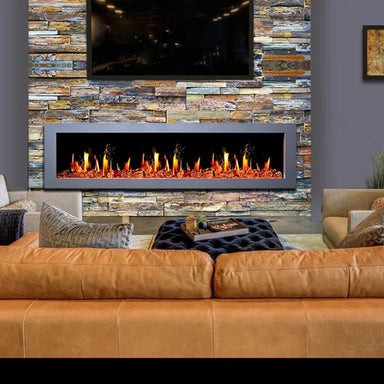 Litedeer Gloria II 78 Seamless Push-in Electric Fireplace_Silver_-ZEF78VS-Lifestyle Living Room
