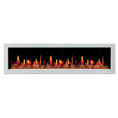 Litedeer Gloria II 78 Seamless Push-in Electric Fireplace with Reflective Fire Glass_White_-ZEF78VAW-Blaze Midsummer