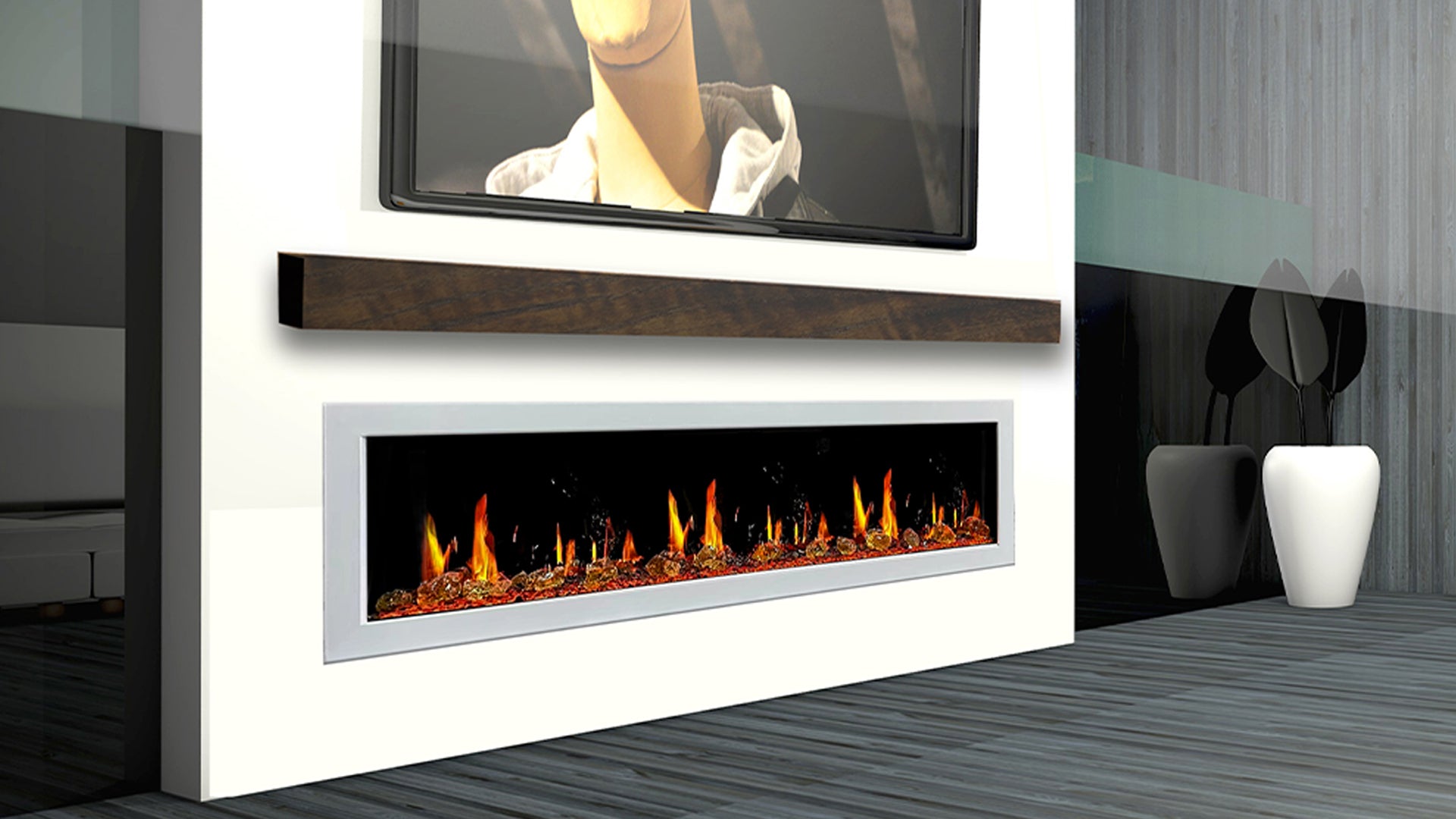 Litedeer Gloria II 78 Seamless Push-in Electric Fireplace with Reflective Fire Glass_White_-ZEF78VAW-Lifestyle