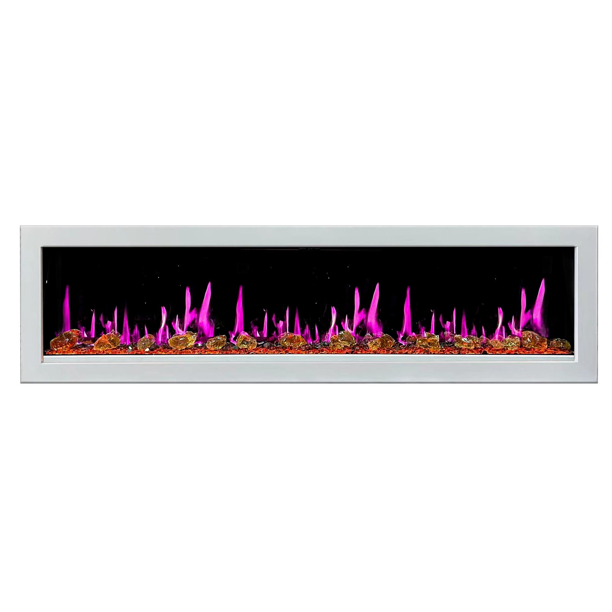 Litedeer Gloria II 78 Seamless Push-in Electric Fireplace with Reflective Fire Glass_White_-ZEF78VAW-Magenta