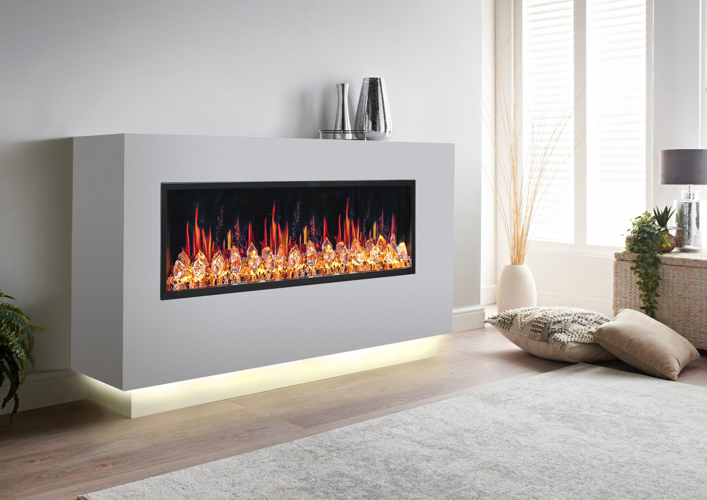 LitedeerLatitude45UltraSlimBuilt-inElectricFireplaceAcrylicCrushedIceRocks-ZEF45XC-LifestyleLeft