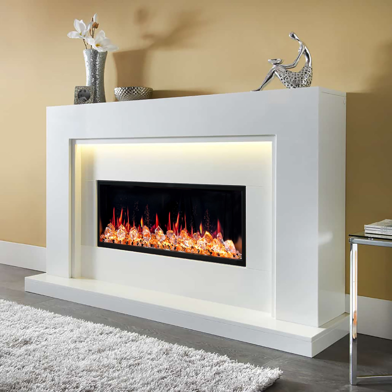 LitedeerLatitude45UltraSlimBuilt-inElectricFireplaceAcrylicCrushedIceRocks-ZEF45XC-LifestyleRight