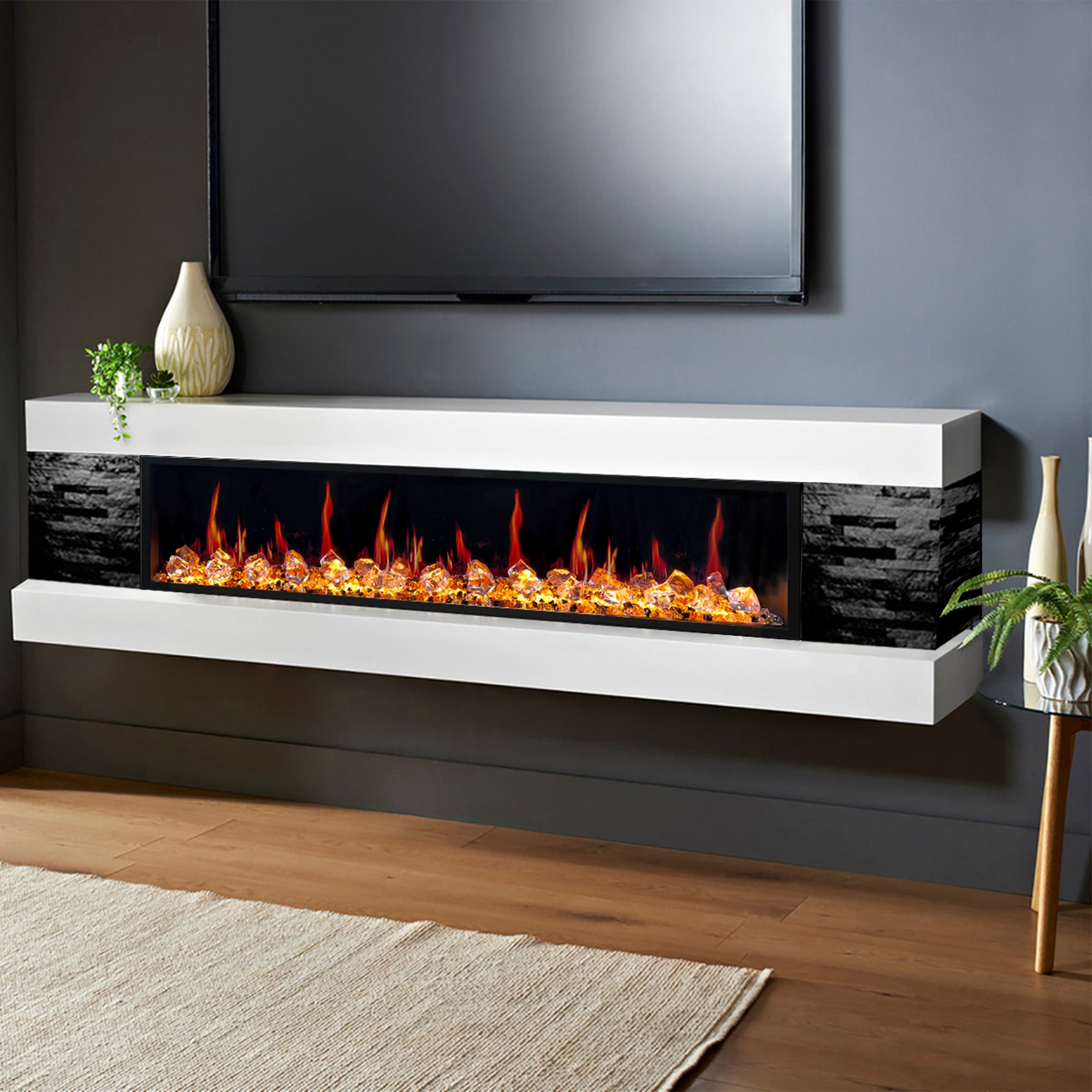 LitedeerLatitude55Built-inLinearElectricFireplace_AcrylicCrushedIceRocks_Multi-color_-Lifestyle Media Room