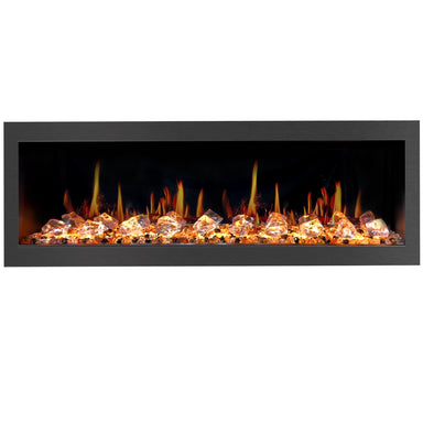 Litedeer Latitude II 58 Seamless Push-in Electric Fireplace_ Acrylic Crushed Ice Rocks-ZEF58VC-Natural Flame