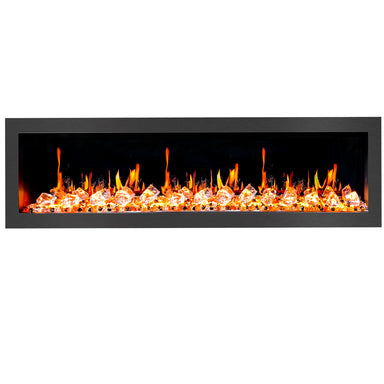 Litedeer Latitude II 68 Seamless Push-in Electric Fireplace_Acrylic Crushed Ice Rocks-ZEF68XC-Natural Flame