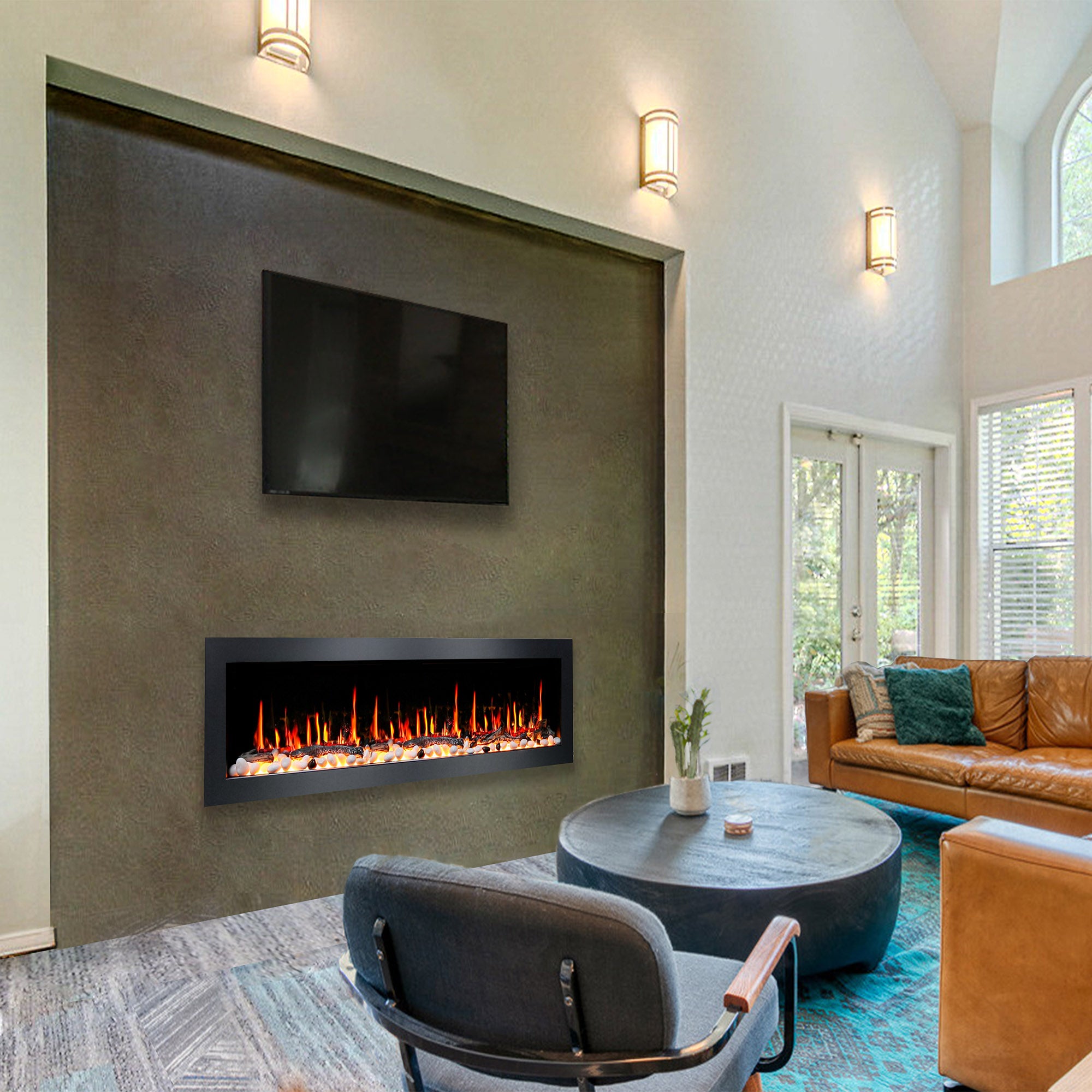 Litedeer Latitude II 68 Seamless Push-in Electric Fireplace_Original_-ZEF68X-Lifestyle TV on Top