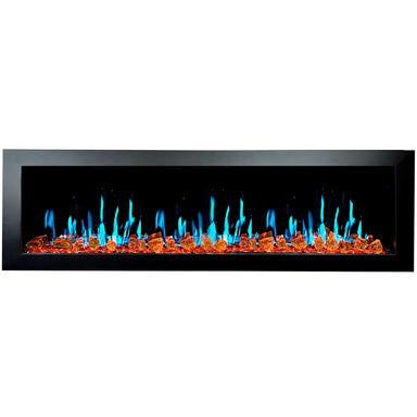 Litedeer Latitude II 68 Seamless Push-in Electric Fireplace_Reflective Fire Glass_Luster Copper_-ZEF68XA-Sky Blue Flame