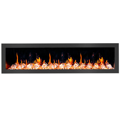 Litedeer Latitude II 78 Seamless Push-in Electric Fireplace_ Acrylic Crushed Ice Rocks-ZEF78VC-Natural Flame