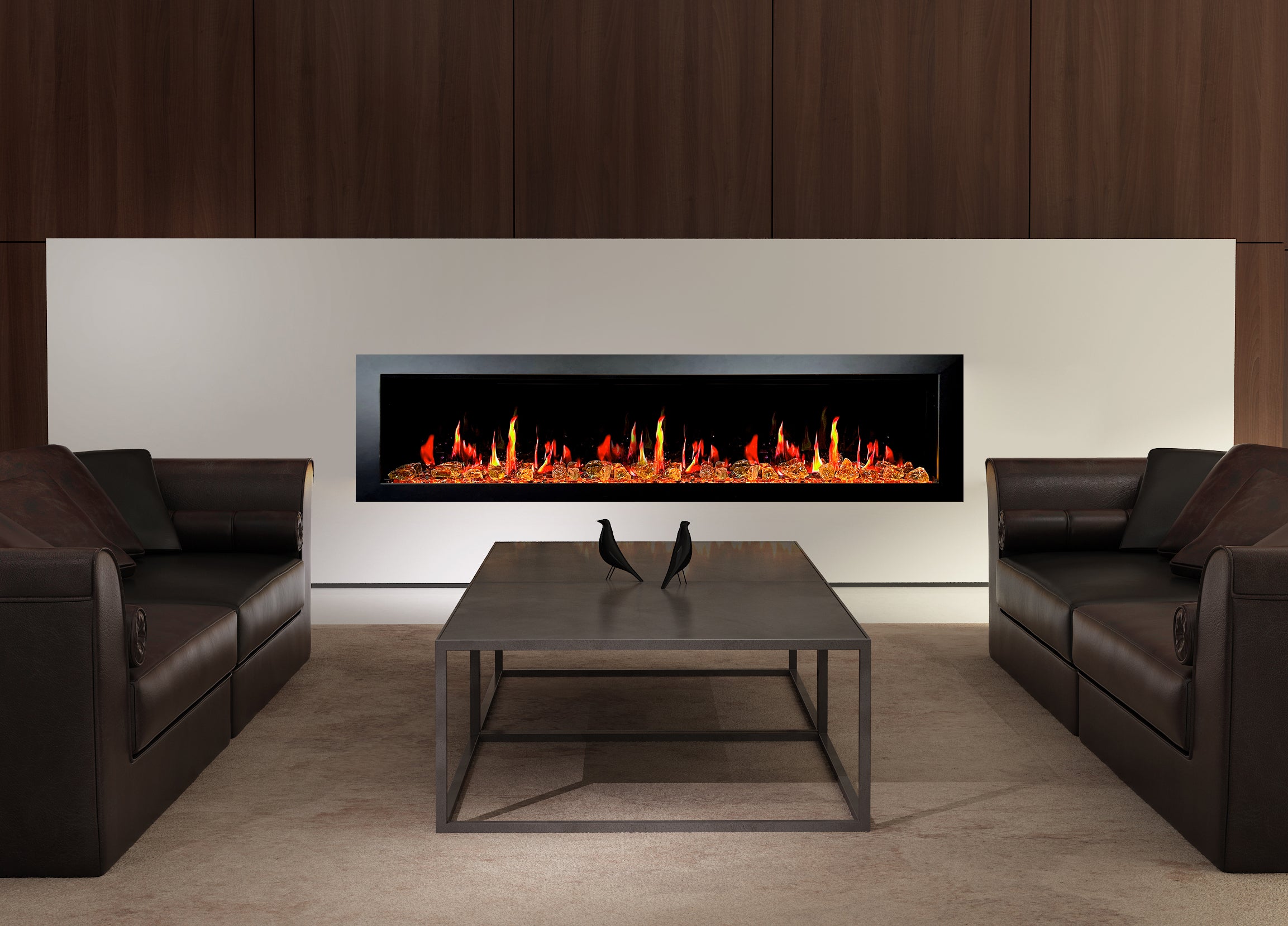 Litedeer Latitude II 78 Seamles Push-in Electric Fireplace_Reflective FireGlass_Luster Copper_-ZEF78VA-Lifestyle Living Room