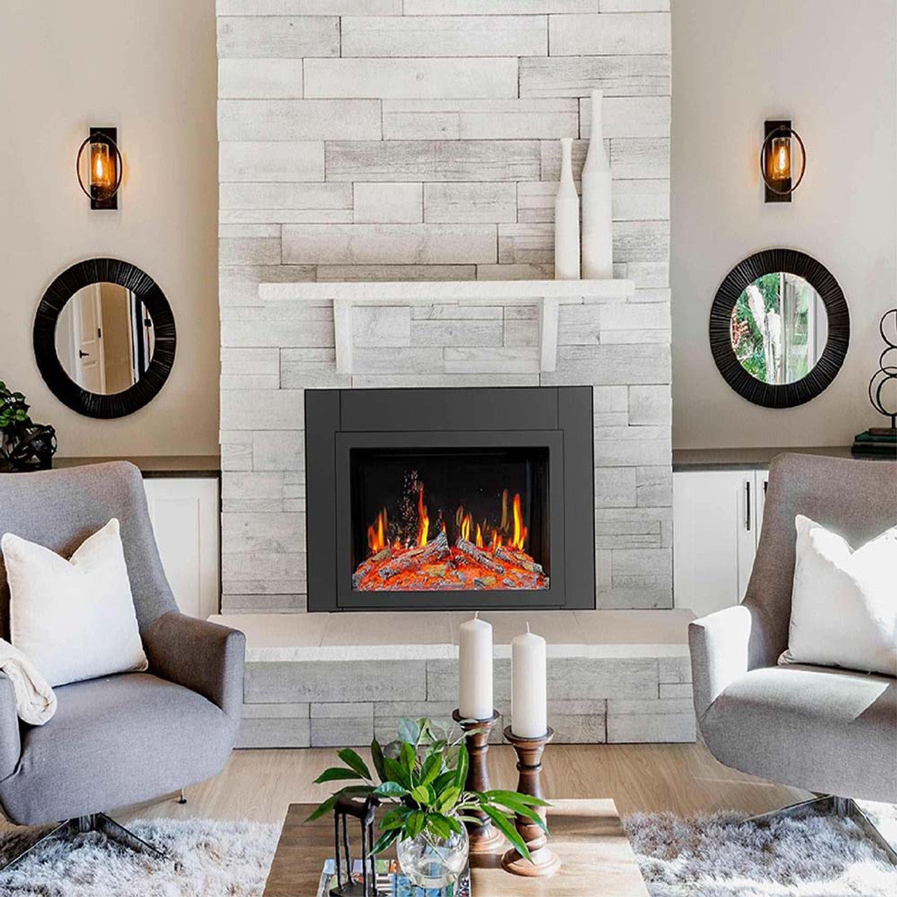 Litedeer LiteStar 38 inch Smart Electric Fireplace Inserts-ZEF38VC-Lifestyle Living Room