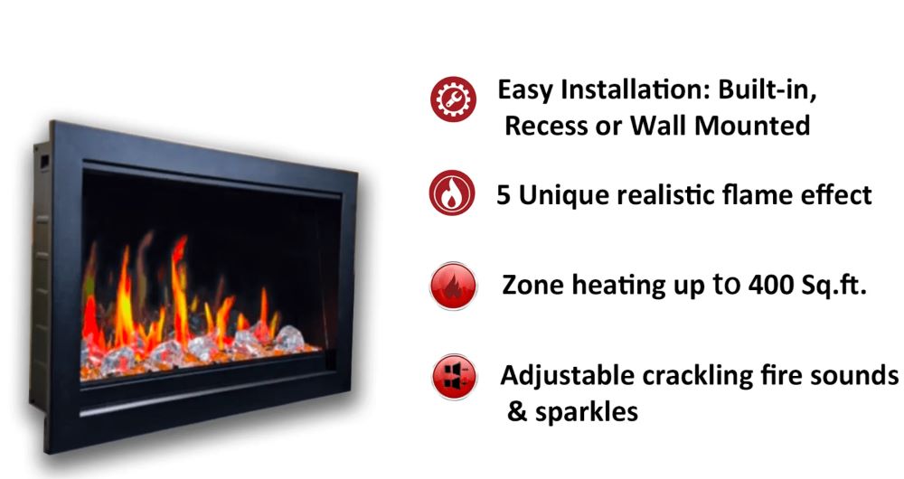 Litedeer LiteStar 38 inch Smart Electric Fireplace Inserts-ZEF38VC-Key Features