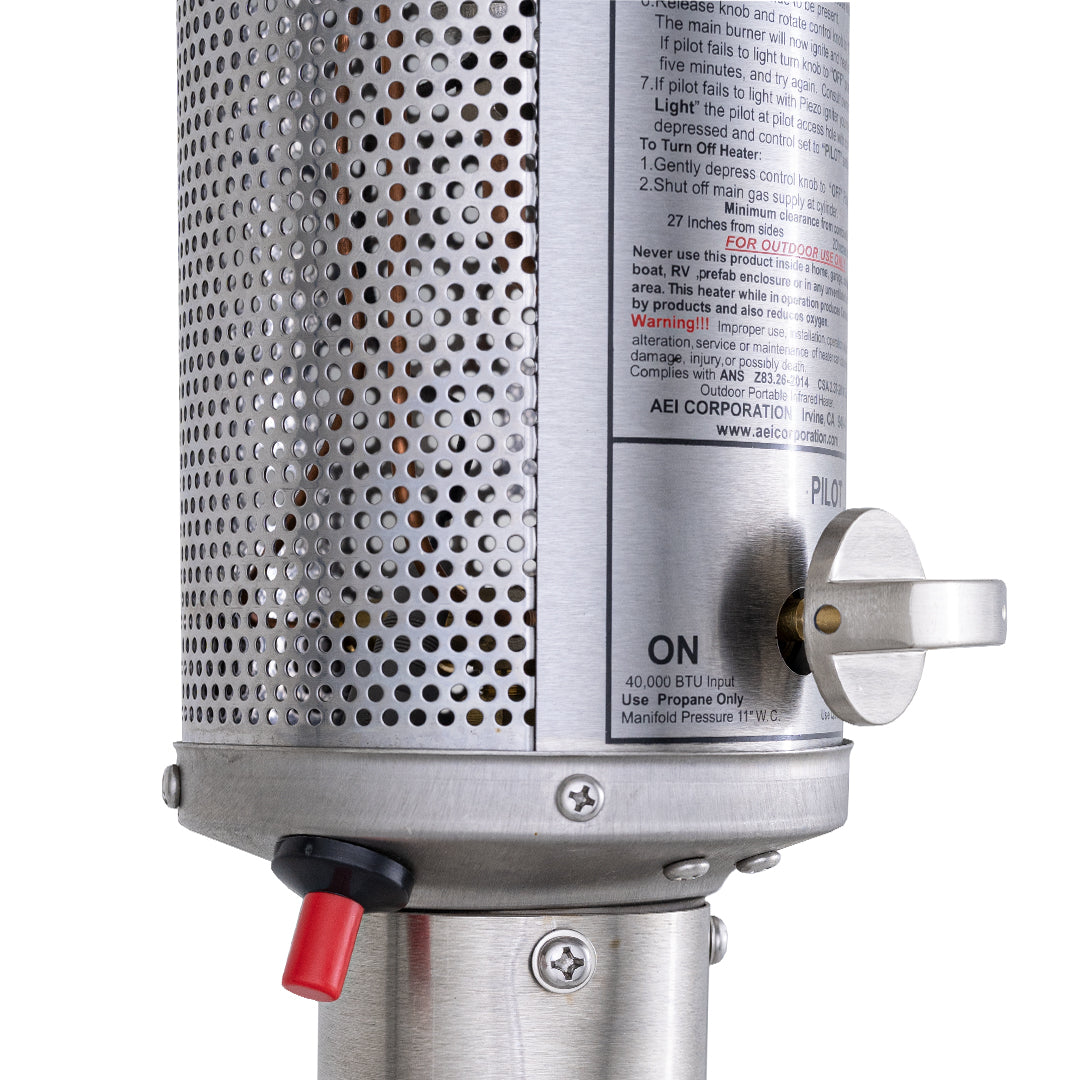 Patio Comfort Natural Gas Patio Heater with Push Button Ignition - Stainless Steel - NPC05 SS - Control