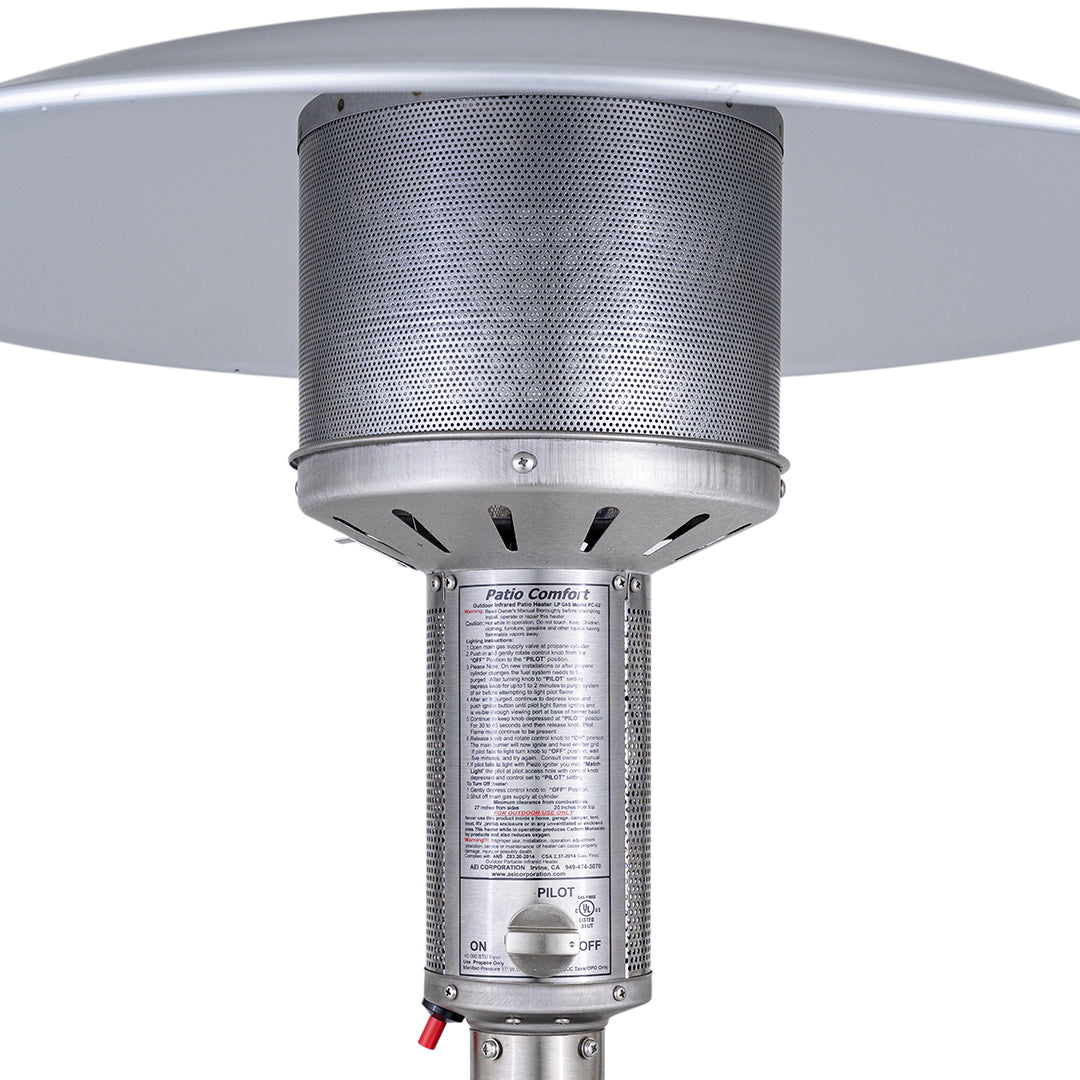 Patio Comfort Natural Gas Patio Heater with Push Button Ignition - Stainless Steel - NPC05 SS - Heater Full View