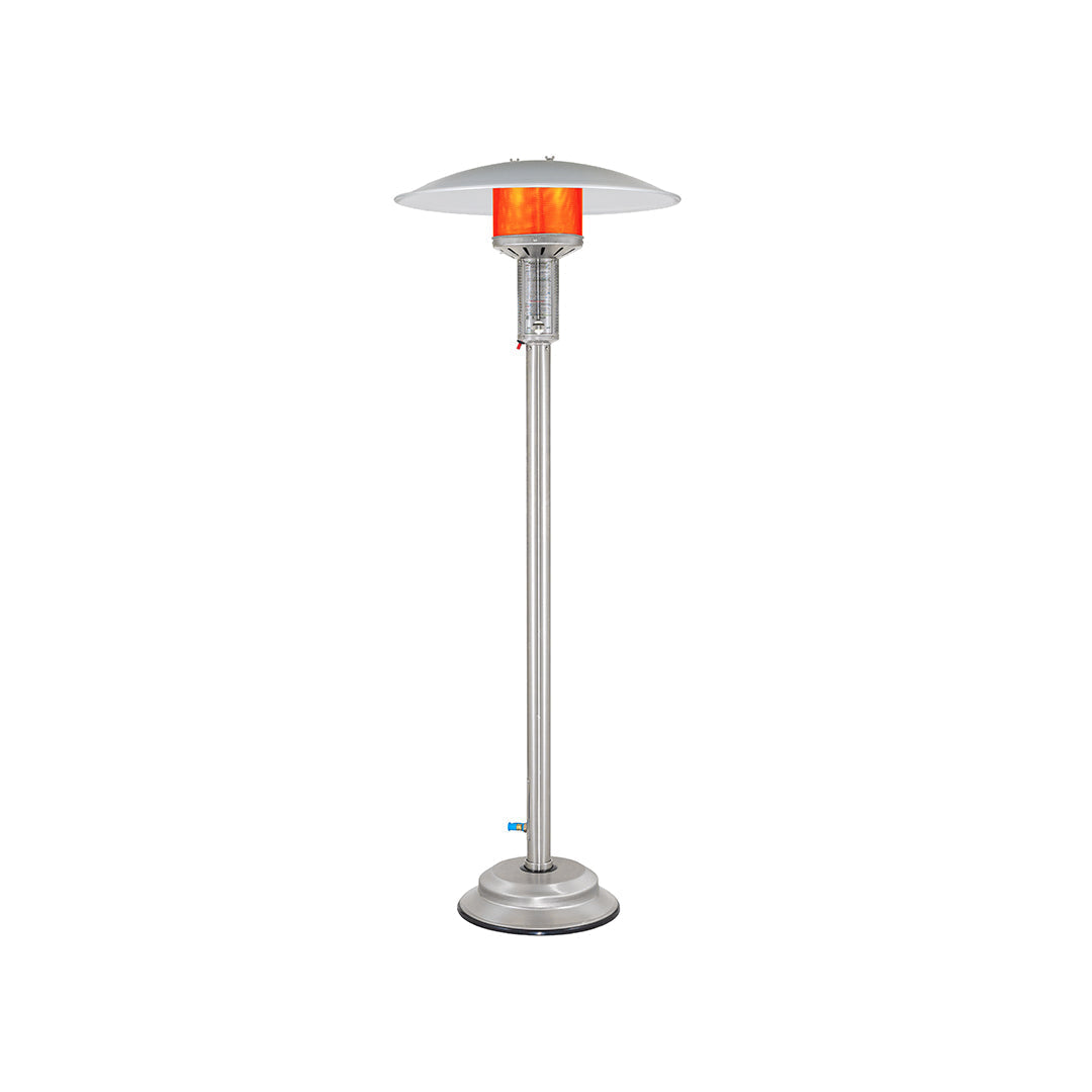 Patio Comfort Natural Gas Patio Heater with Push Button Ignition - Stainless Steel - NPC05 SS - Heater On