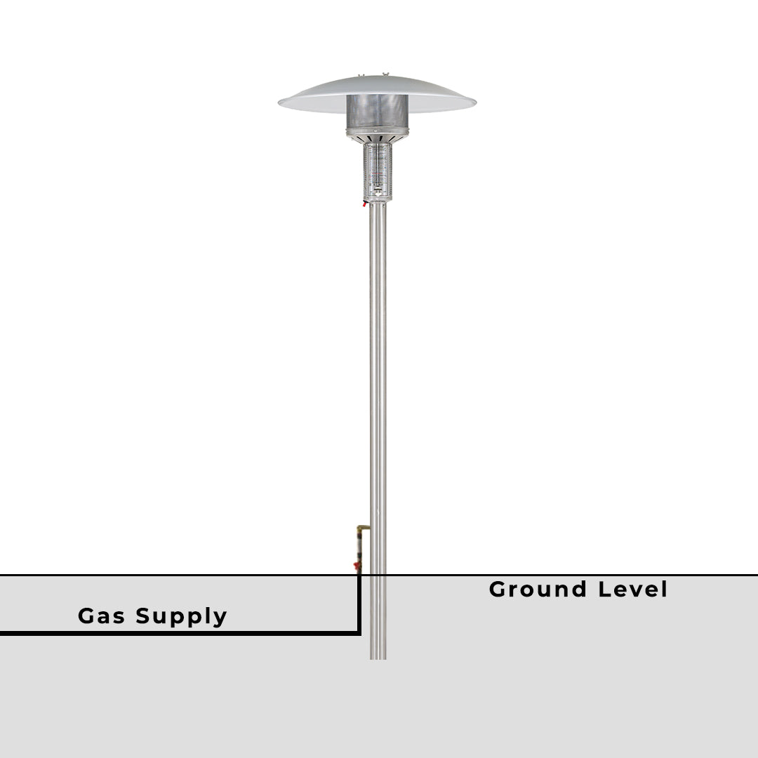 Patio Comfort Natural Gas Permanent Post Heater - Stainless Steel- NPC05 SSPP - Ground Level Measurement
