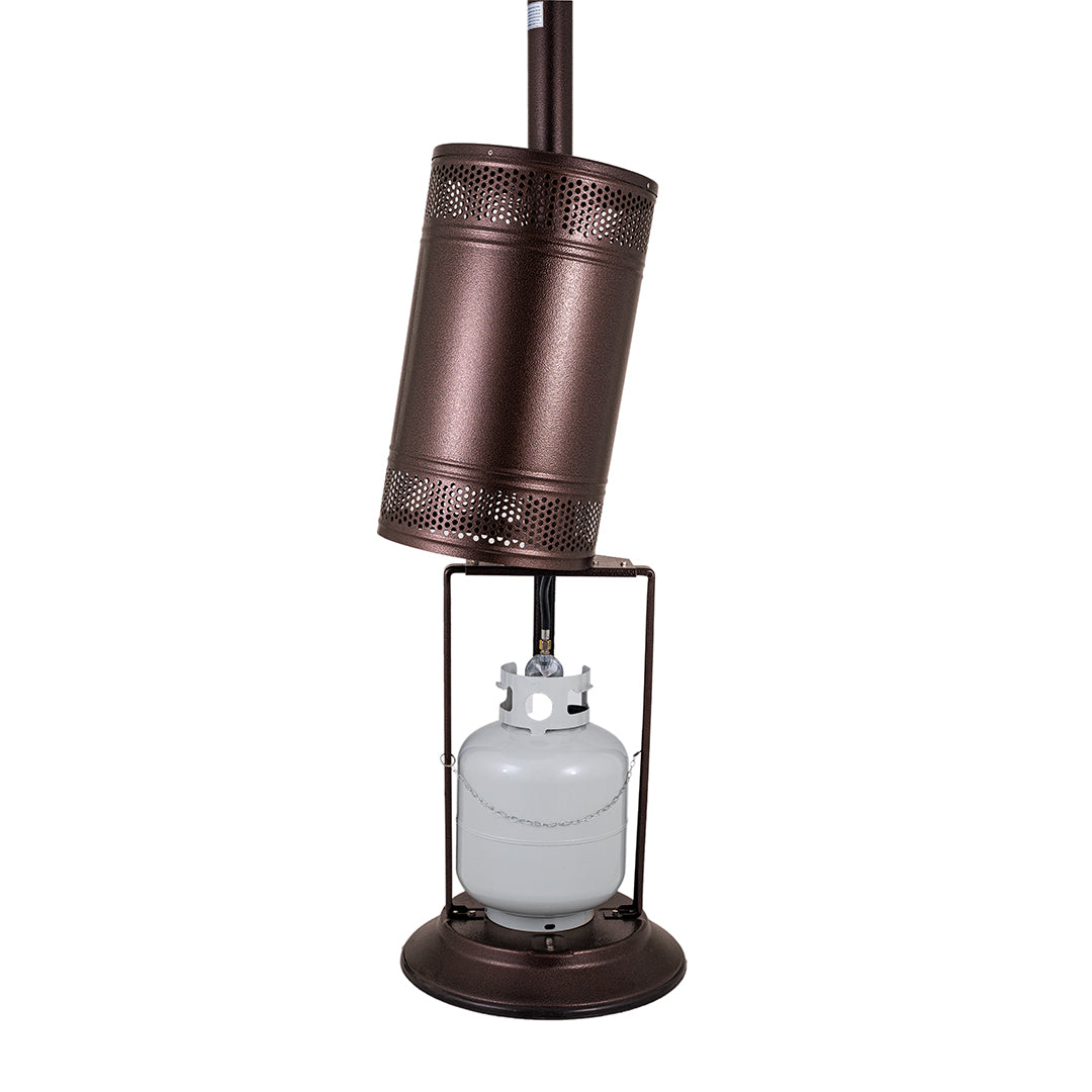 Patio Comfort Propane Patio Heater with Push Button Ignition - Antique Bronze- PC02AB - Tank Full View