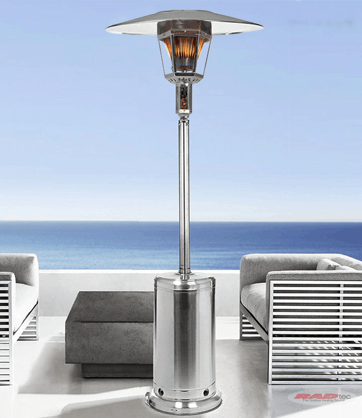 RADtec 96 Real Flame Propane Patio Heater - Stainless Steel Finish 40,000 BTU - RF1-MT-STN-STL - Lifestyle Beach View