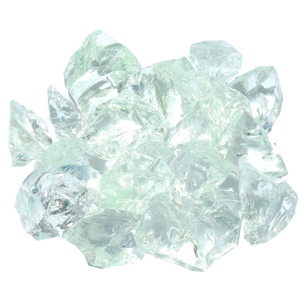 Hiland Recycled Fire Glass for Fire Pits - Ice Clear