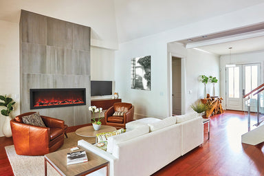 Remii by Amantii 55" Deep Series Built-in Electric Fireplace with Black Steel Surround- 102755-DE- Lifestyle Living Room