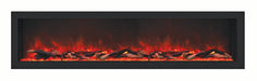 Remii by Amantii 65" Deep Series Built-in Electric Fireplace with Black Steel Surround- 102765-DE- Front View With Logs