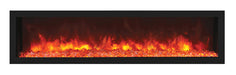 Remii by Amantii 65" Deep Series Built-in Electric Fireplace with Black Steel Surround- 102765-DE- Front View With Orange Flame
