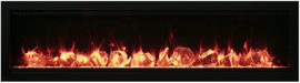 Remii By Amantii Smart Basic Clean-Face Built In Electric Fireplace with Clear Media and Black Steel Surround- Front View With Chunks Orange