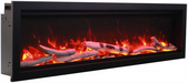 Remii By Amantii Smart Basic Clean-Face Built In Electric Fireplace with Clear Media and Black Steel Surround- Right View With Birch Orange Flame