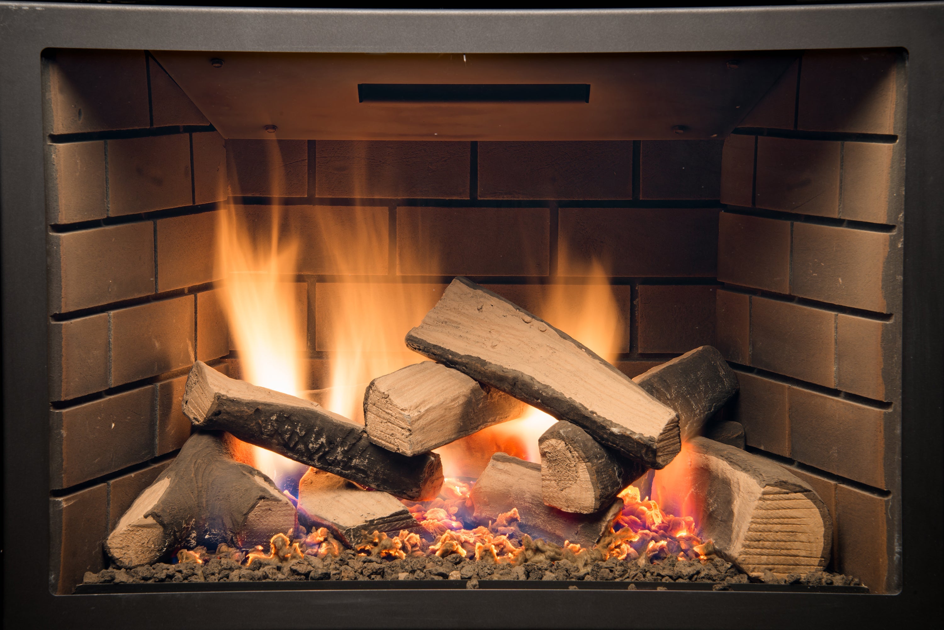 Sierra Flame - Abbott 30" Deluxe Gas Direct Vent Insert Gas Fireplace- Firebox With Brick and Logs